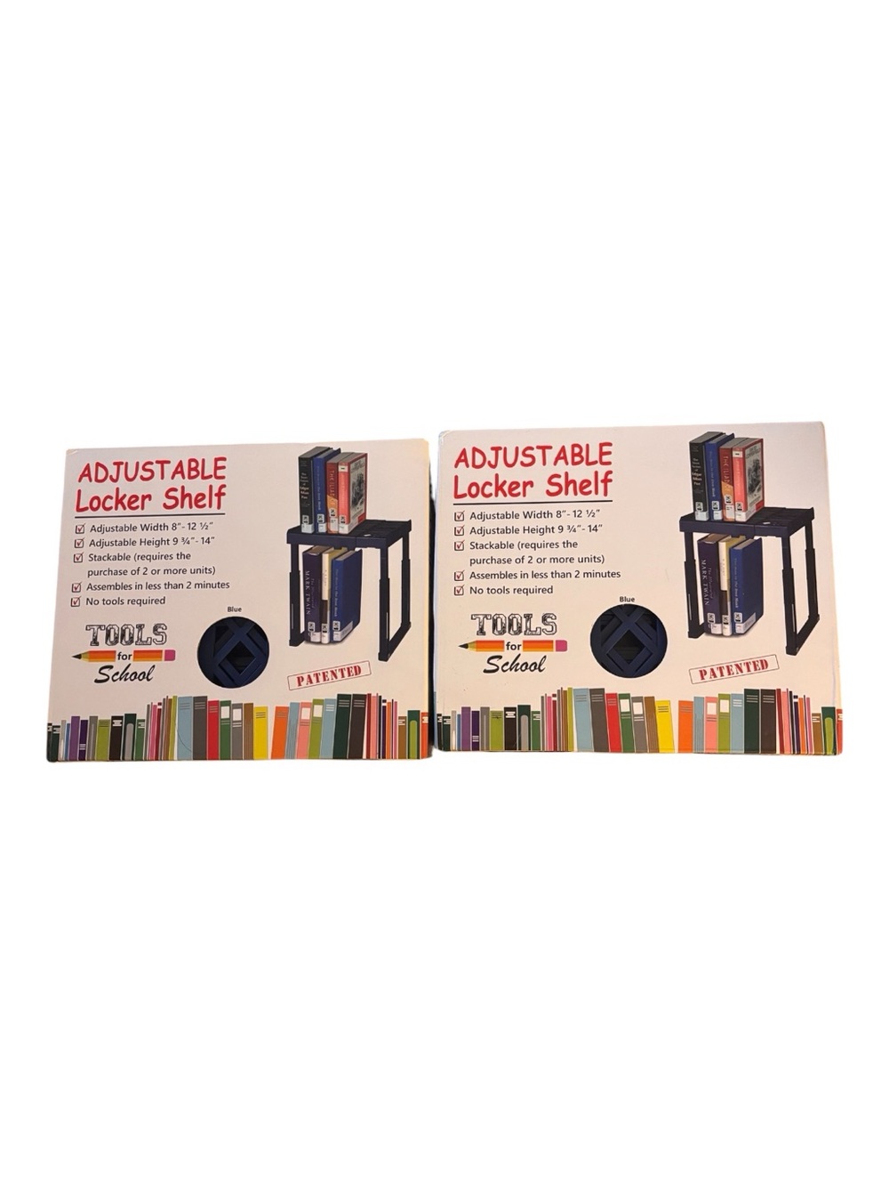 Tools for School Blue Adjustable Locker Shelf Organizer- Set of 2
